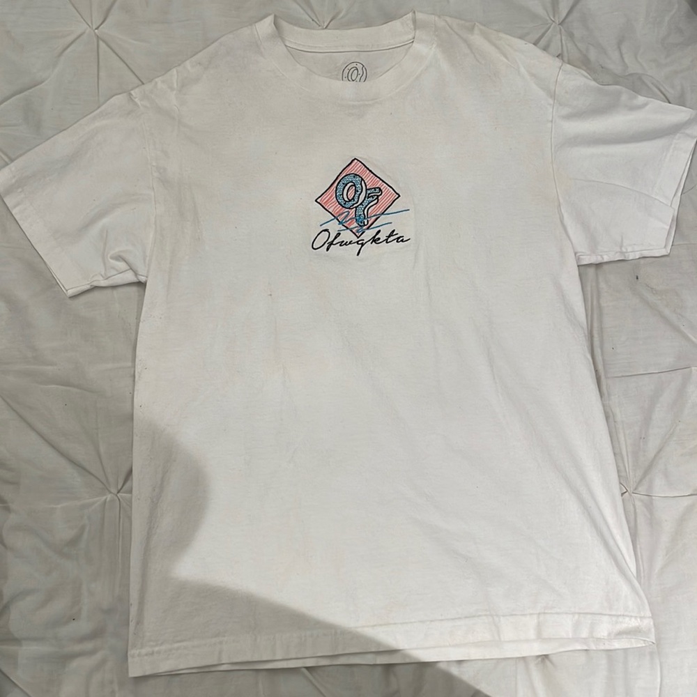 White Odd Future short-sleeve tee with OFWGKTA design embroidered on chest